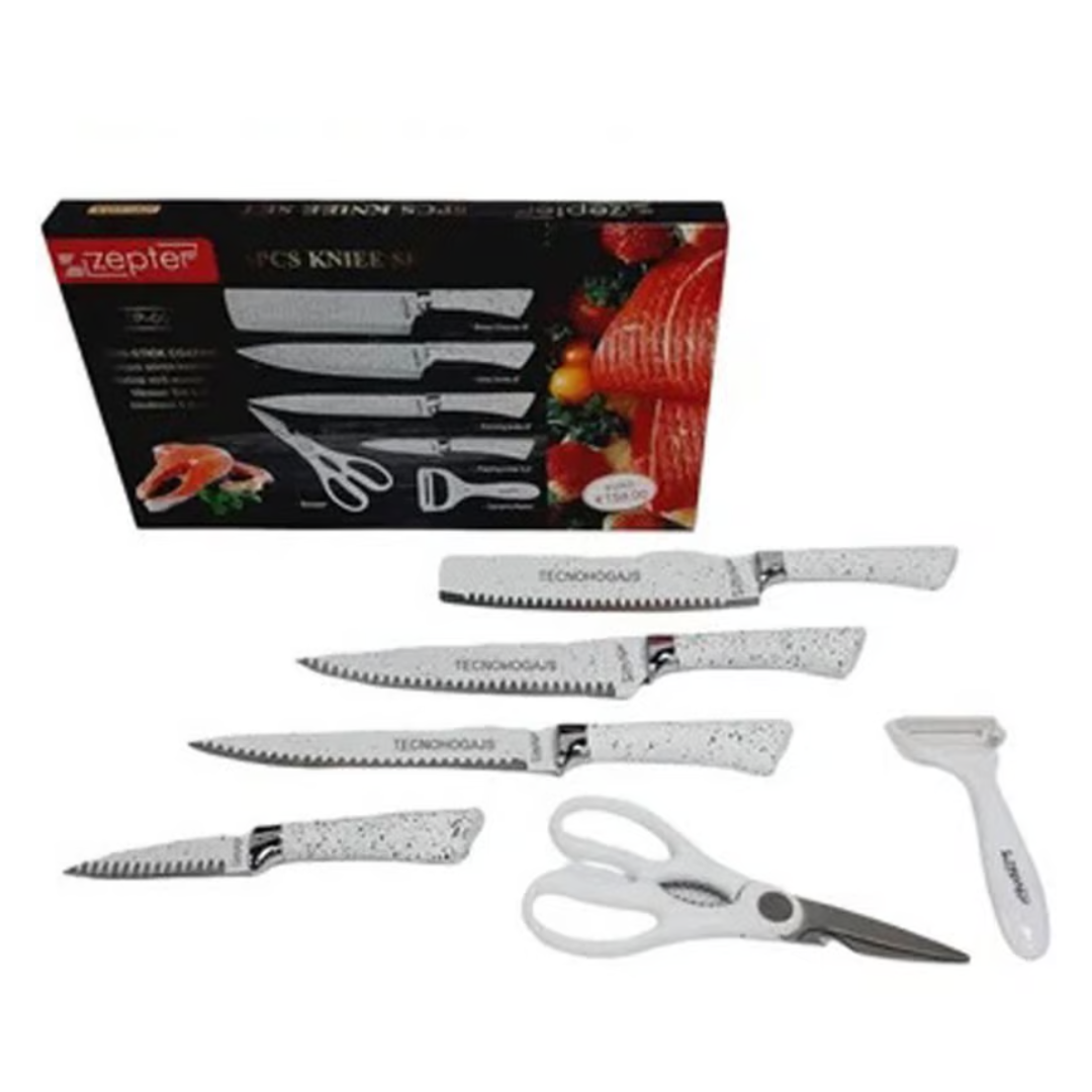 Set 6 Piezas Cuchillos Chef Profesionales Antiadherentes (B-N 1071)